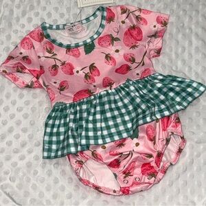 Pete and Lucy gingham Strawberry onesie